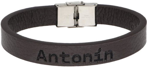 Ewena Brown leather bracelet with the name Antonín - Bracelet - Main image