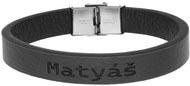Ewena Black leather bracelet with the name Matthias - Bracelet