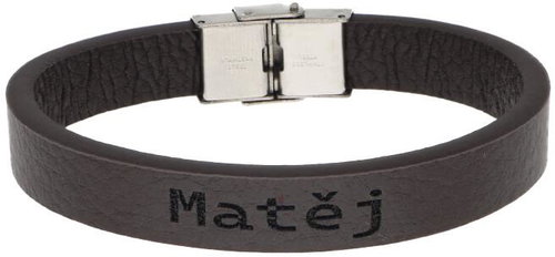 Ewena Brown leather bracelet with the name Matěj - Bracelet - Main image
