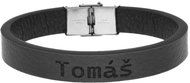 Ewena Black leather bracelet with the name Thomas - Bracelet