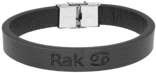 Ewena Black leather bracelet with Cancer sign - Bracelet - Main image