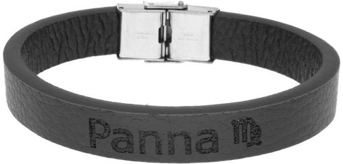 Ewena Black leather bracelet with Virgo sign - Bracelet - Main image
