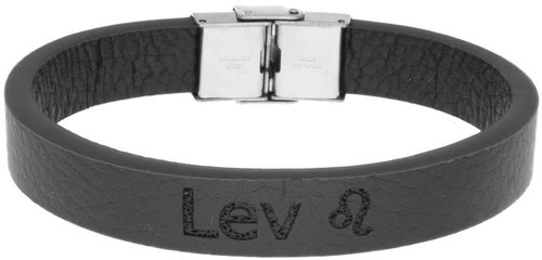 Ewena Leather bracelet black with sign of the Lion - Bracelet - Main image