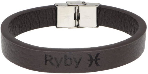 Ewena Brown leather bracelet with sign of the Fish - Bracelet - Main image