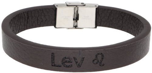 Ewena Brown leather bracelet with sign of the Lion - Bracelet - Main image