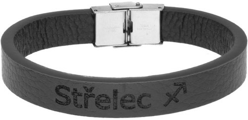Ewena Black leather bracelet with Sagittarius sign - Bracelet - Main image