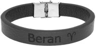 Ewena Black leather bracelet with Aries sign - Bracelet