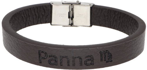 Ewena Brown leather bracelet with sign of the Virgin - Bracelet - Main image