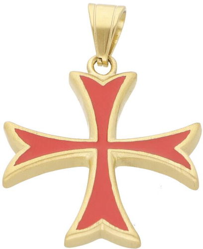 Ewena Přívěsek Rytířský Templářský kříž červeno zlatý - Přívěsek - Hlavní obrázek