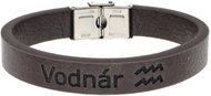 Ewena Brown leather bracelet with Aquarius sign - Bracelet