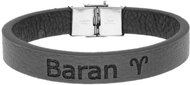 Ewena Black leather bracelet with Aries sign - Bracelet
