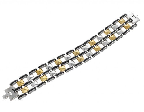 Ewena Bracelet steel / rubber pyramids, tricolour - Bracelet - Main image