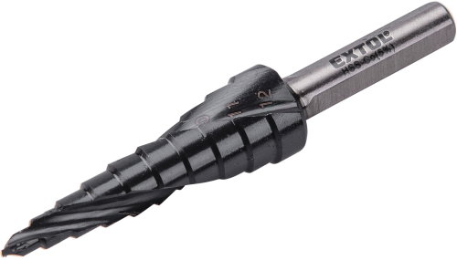 EXTOL INDUSTRIAL Step drill bit with chip breaker, 3-12mm/in 1mm steps, HSS-Co 8701190 - Drill Bit - Main image