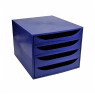 EXACOMPTA 4-Drawer Box, Blue - Drawer Box