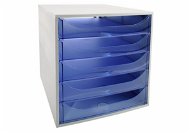 EXACOMPTA 5-drawer, transparent blue - Drawer Box