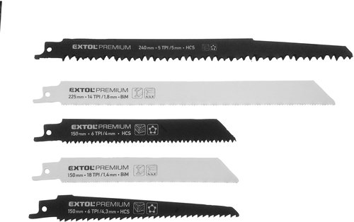 EXTOL PREMIUM saw blades - mix set of 5, HCS, BIM, 8806000 - Saw Blade Set - Main image