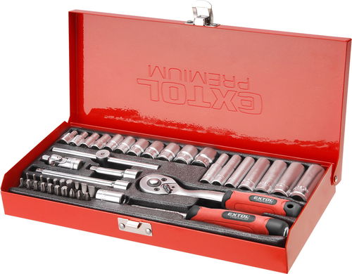EXTOL PREMIUM hlavice nástrčné, gola sada 45 ks, 1/4" - Gola sada - Hlavný obrázok