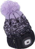 EXTOL LIGHT Cap with headlamp 4×45 lm, dark blue/purple with pompom UNI - Winter Hat