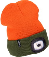 EXTOL LIGHT Cap with headlamp 4×45 lm, fluorescent orange/khaki green, reversible UNI - Winter Hat