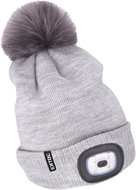 EXTOL LIGHT Cap with headlamp 4×45 lm, light grey with pompom UNI - Winter Hat