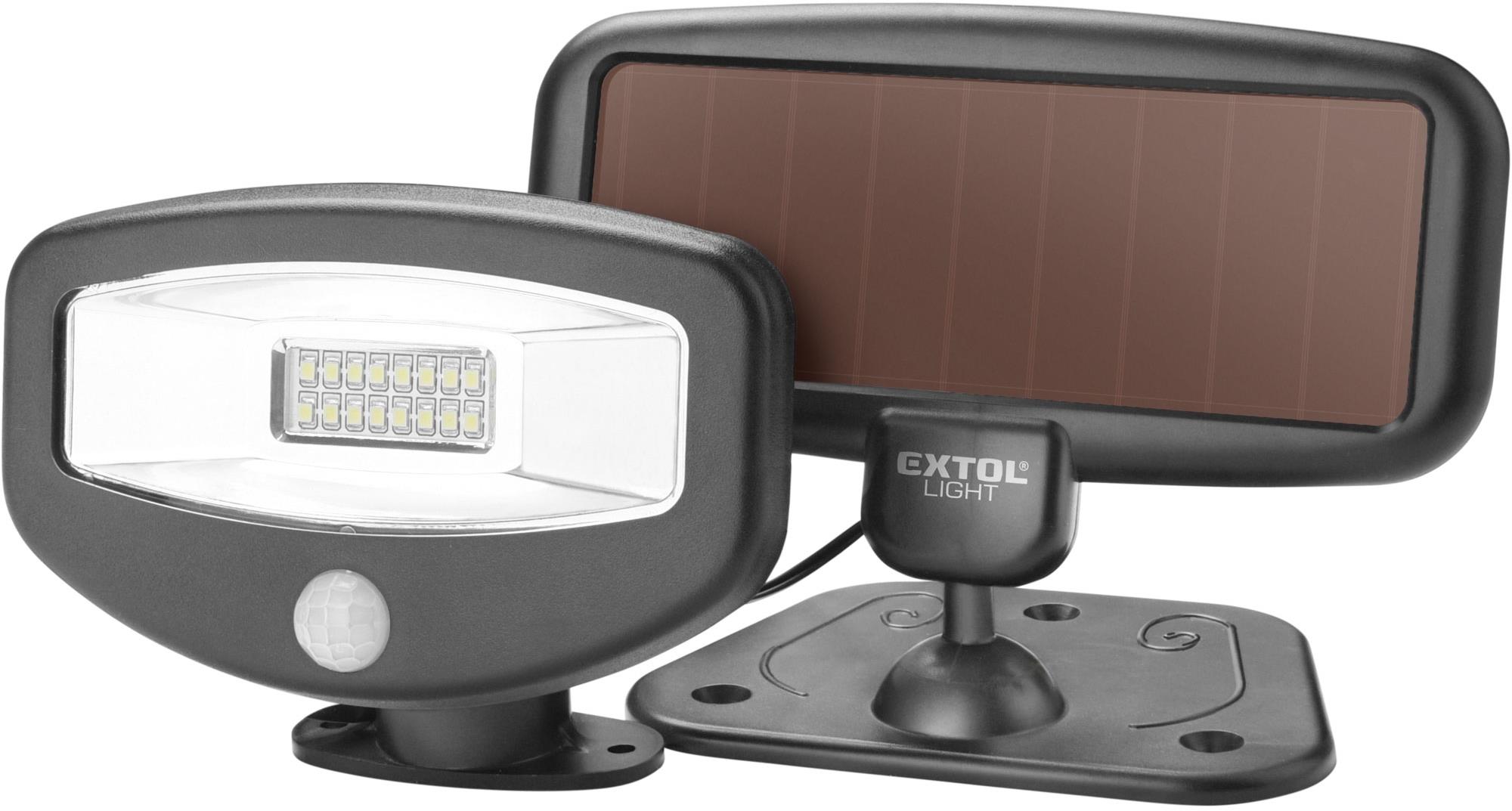EXTOL LIGHT LED-es reflektor mozgásérzékelővel, 100 lm, napelemes töltéssel