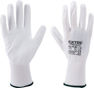 EXTOL PREMIUM Gloves made of polyester, semi-wet in PU, white, size 8" - Work Gloves