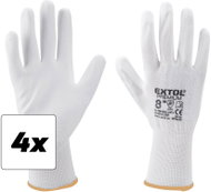 EXTOL PREMIUM Gloves made of polyester, semi-wet in PU, white, set of 4 - Work Gloves