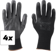 EXTOL PREMIUM Gloves made of polyester, semi-wet in PU, black, set of 4 - Work Gloves