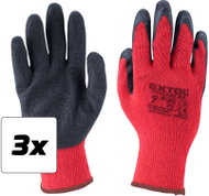 EXTOL PREMIUM Cotton gloves, semi-wet latex, set of 3 - Work Gloves