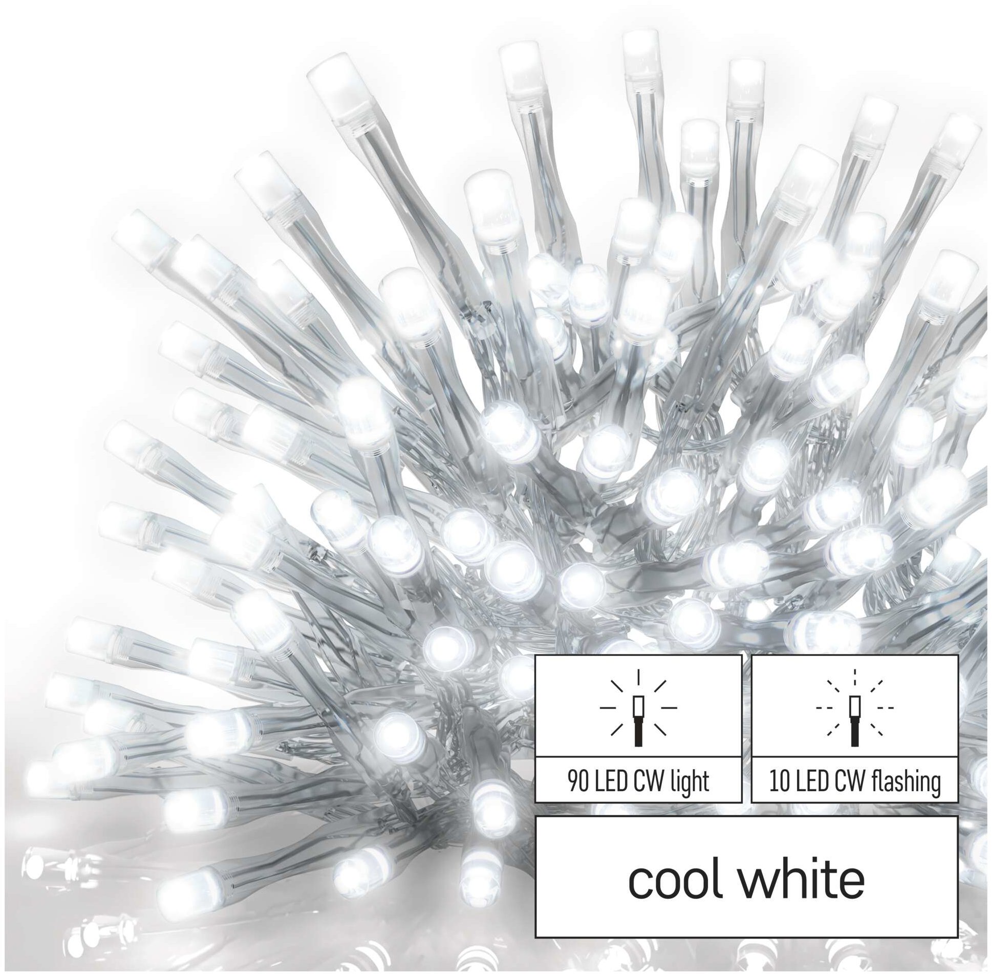 EMOS Standard LED sorolható fényfüzér, villogó, jégcsapok, 2,5 m, kültéri, hideg fehér