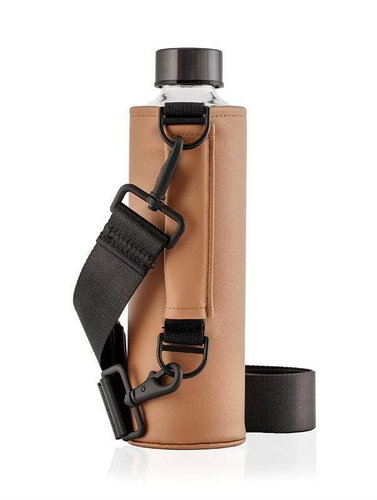 EQUA glass bottle with faux leather cover Crossbody Maple 750 ml - Drinking Bottle - Main image