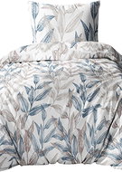 4sleep Cotton satin 140 × 200, 70 × 90, Leaves blue 5082B - Bed Linen