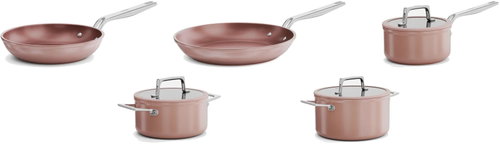 Fabini Meda 5.0 Pro 8-piece cookware set with ceramic surface, peach pink - Cookware Set - Main image