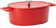 FABINI Oválný litinový pekáč Mattia 3.0 Standard, 33×25 cm, lesklý červený s poklicí - Roasting Pan