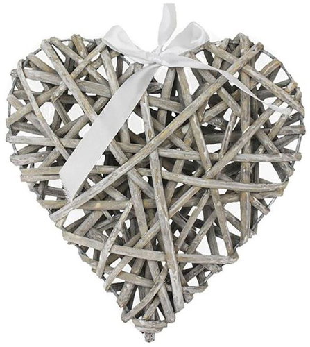 Falixen - Wicker heart grey and cream 35cm - Decoration - Main image