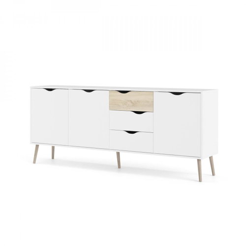 FALCO Komoda Retro 454 bílá/dub sonoma - Chest of Drawers - Main image