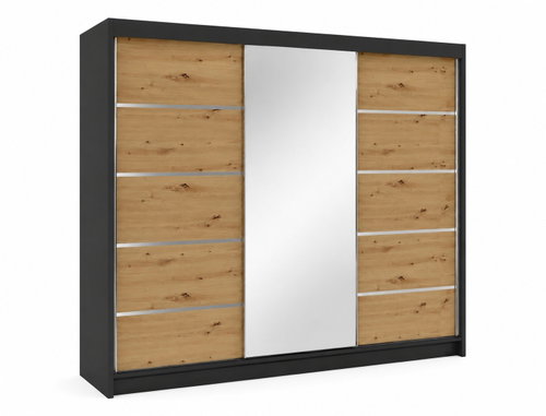Falco Debora VI 200 cm Black/Artisan Oak - Wardrobe - Main image
