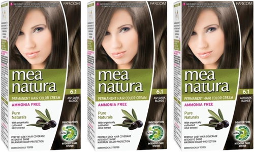 Farcom Mea Natura without ammonia 6.1 - Ashy dark blonde 60 ml, 3 pcs - Hair Dye - Main image