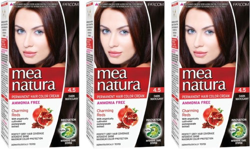 Farcom Mea Natura bez amoniaku 4.5 - Tmavý mahagon 60 ml, 3 ks - Hair Dye - Main image