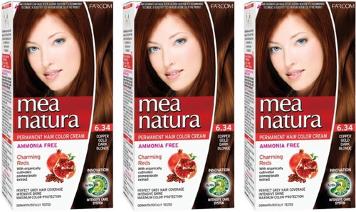Farcom Mea Natura without ammonia 6.34 - Honey golden dark blonde 60 ml, 3 pcs - Hair Dye - Main image