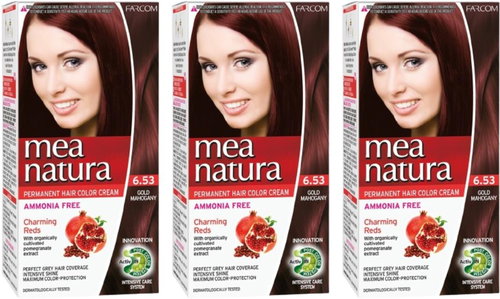 Farcom Mea Natura without ammonia 6.53 - Golden Mahogany 60 ml, 3 pcs - Hair Dye - Main image