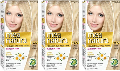 Farcom Mea Natura without ammonia 10.79 - Ultra pearly blonde 60 ml, 3 pcs - Hair Dye - Main image