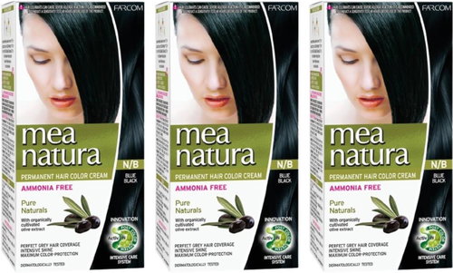 Farcom Mea Natura bez amoniaku NB - Blue Black 60 ml, 3 ks - Hair Dye - Main image