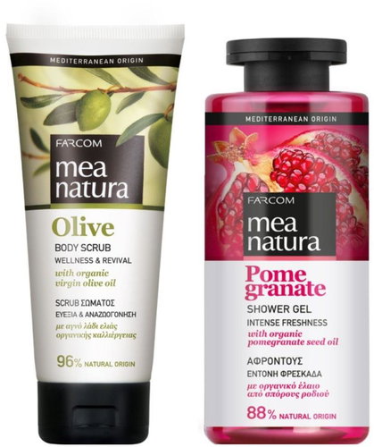 Mea Natura Sprchový gel granátové jablko 300 ml + tělový peeling olivový 200 ml - Cosmetic Set - Main image