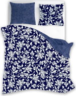 Faro Cotton satin bed linen 140 × 200 cm, 70 × 90 cm Flowers blue print - Bed Linen