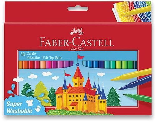 Faber-Castell Castle, Round, 50 Colours - Felt Tip Pens - Main image