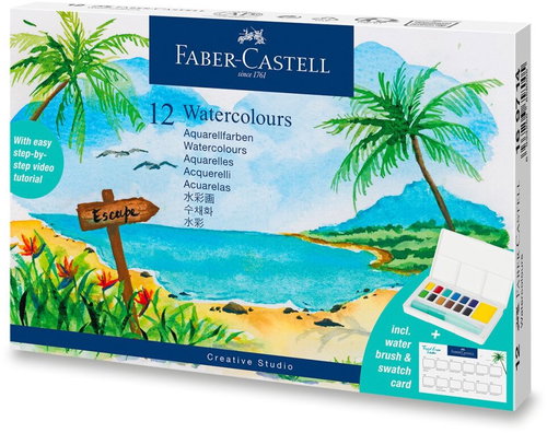 FABER-CASTELL Tropical s paletou a štětcem, 12 barev - Watercolour Paints - Main image