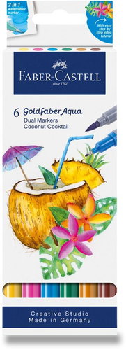 FABER-CASTELL Goldfaber Aqua Dual Marker Coconut oboustranné, 6 barev - Markers - Main image