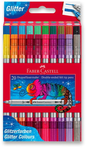 FABER-CASTELL Glitter oboustranné, 20 barev - Felt Tip Pens - Main image