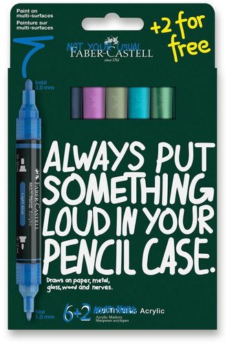FABER-CASTELL Acryl 1-3 mm Frost, 6+2 Farben - Marker - Hauptbild